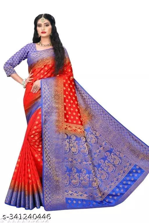 Morpich Fashion   Nylon Banarasi Silk Same Border Saree