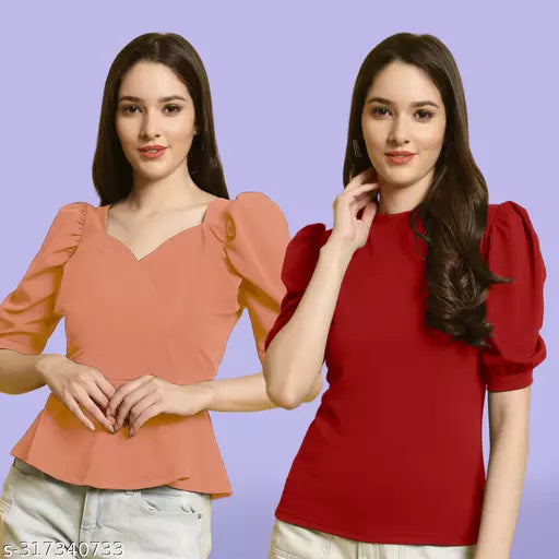 Clasic Casual Fashion Forward Women's Top - Pack of 2