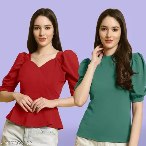 Clasic Casual Fashion Forward Women's Top - Pack of 2