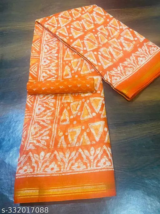 TRIO PRINTED COTTON BLENDED SAREE