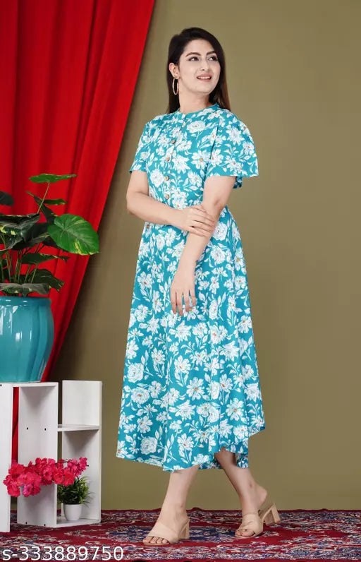 Shree Ganesh Fashion Stylish Rayon Printed  Anarkli kurtis For women