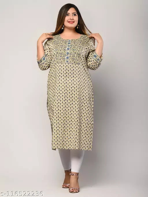Swasti Plus Size Women Printed Pure Cotton Straight Kurta