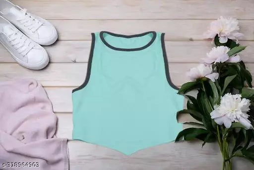 Women's Solid Cotton Rib Knit Crop Tank Top