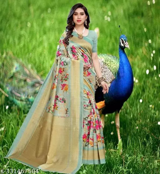 TRENDY DESIGNER KHAADI SILK BLENDED SAREE