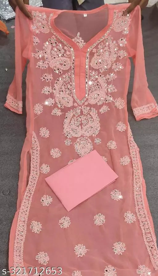MIRROR CHIKANKARI KURTI WITH INNER