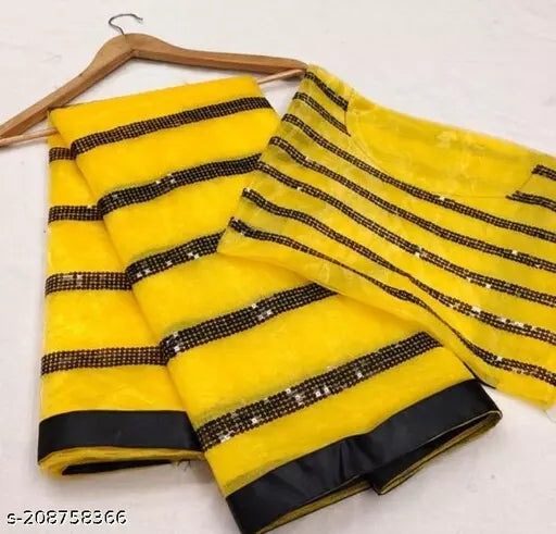Net Sarees 5MM Bollywood Style Sequence Work design with Lace border Latkan work