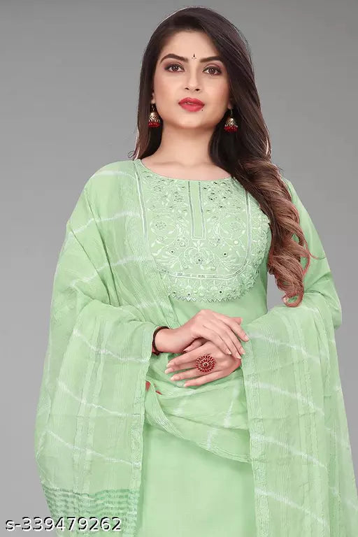Elegant Women's Green Kurta Set with Pant  Dupatta  and Stylish Kurti Top: Perfect for Ladies' Dressing with Unique Pajama Design