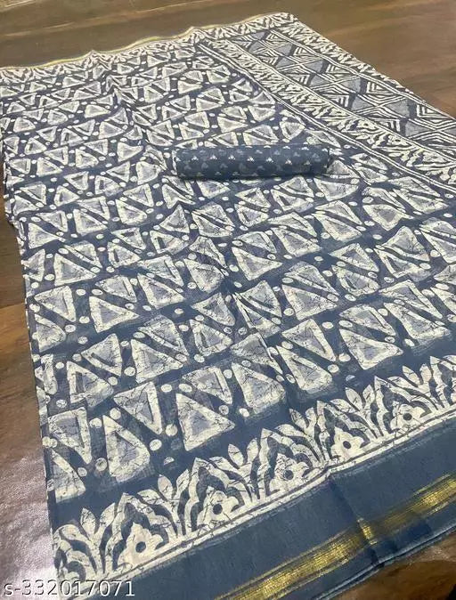 TRIO PRINTED COTTON BLENDED SAREE