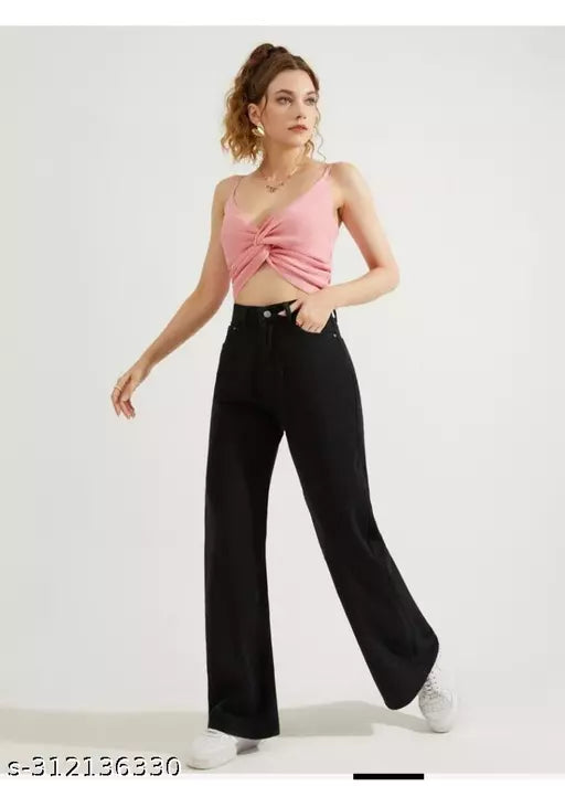 SAANU'S FASHION - STYLISH WIDE LEG DENIM JEANS FOR GIRLS & WOMEN