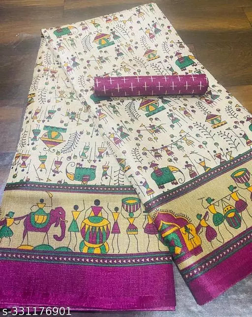 WARLI PRINT KHAADI SILK BLENDED SAREE