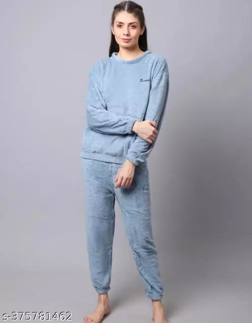 Women casual plan night dress blue