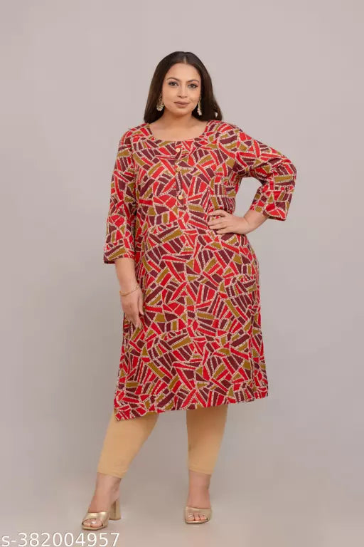 Fashion Zest Rayon Red Color Plus size Kurti
