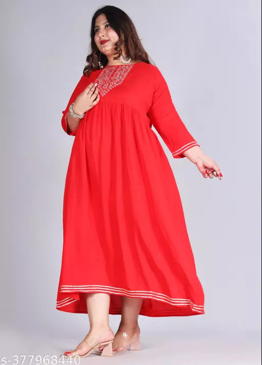 Fashion Zest Rayon Red Color Gown