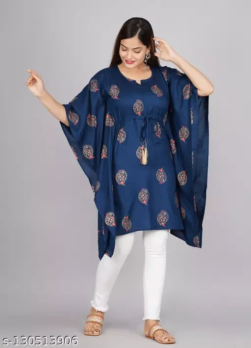 womens Rayon Printed kaftan  partywear kaftan  kaftan type top  festival wear  jeans kaftan  trendy wear