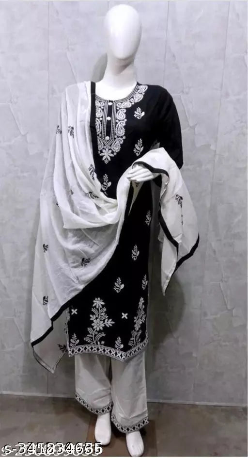 NEW EMBROIDERY KURTA PLAZZO WITH DUPATTA