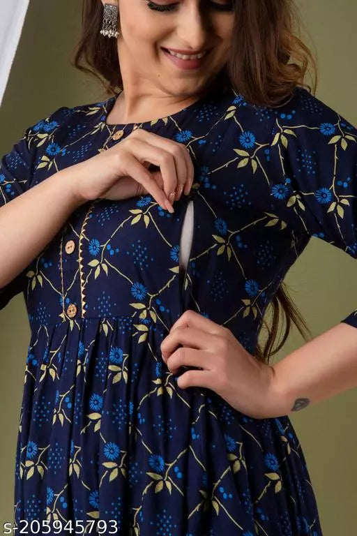 Mialo fashion maternity feeding kurtis for women with both side invisible zip.