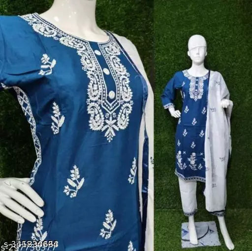 NEW EMBROIDERY KURTA PLAZZO WITH DUPATTA