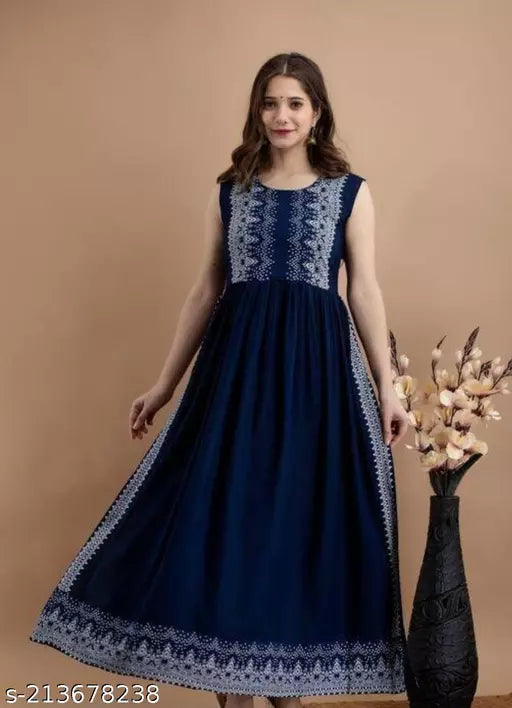 Blue Kurti in Rayon Materials