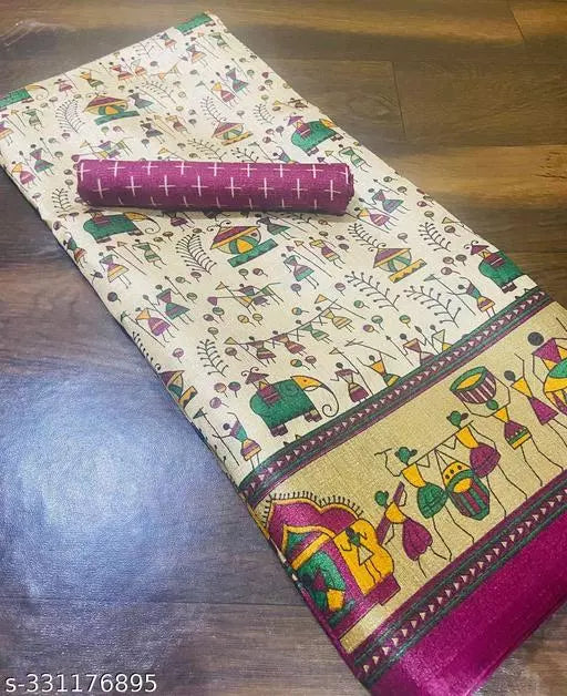 WARLI PRINT KHAADI SILK BLENDED SAREE