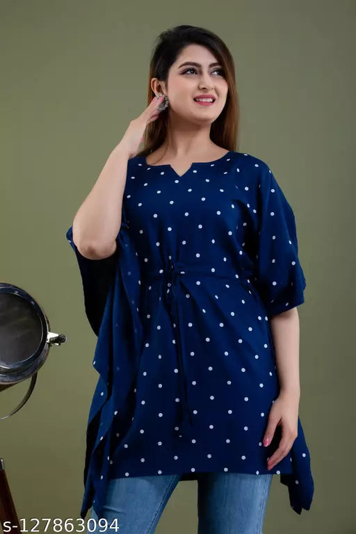 Stylish Rayon Printed Neon Green   women Kaftan Top