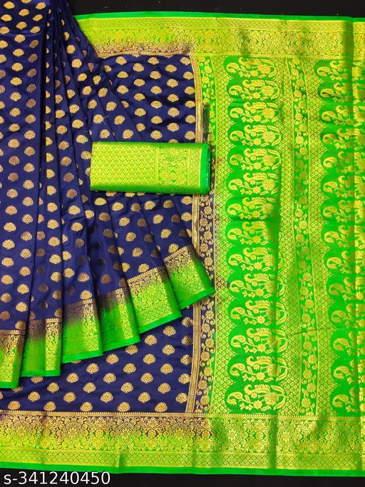 Morpich Fashion   Nylon Banarasi Silk Same Border Saree