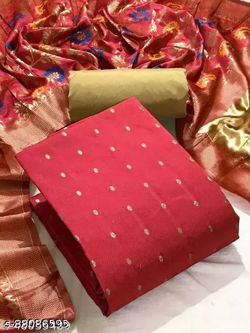 New Banarasi Silk Dress Material With Dupattas