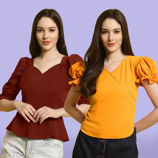 Clasic Casual Fashion Forward Women's Top - Pack of 2