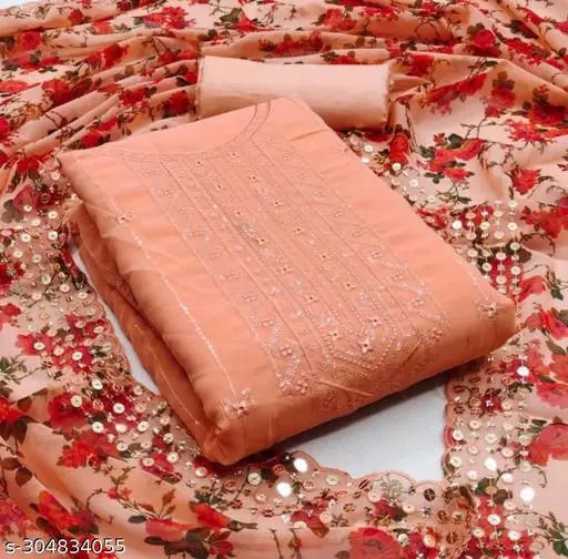 Banita Sensational salwar suit Georgette Multiwork Suits Sequence Embroidered Party Wear Best Of Salwar Suits & dress Materials Peach Colours