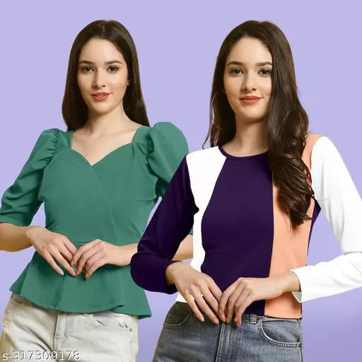 Clasic Casual Fashion Forward Women's Tops - Pack of 2