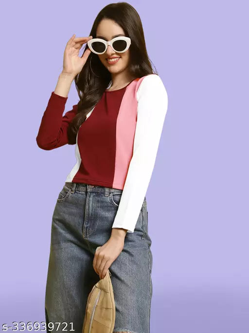 Casual Regular Sleeves Color Block Women Multicolor Top (Women Top | Women Tops | Top | Tops)