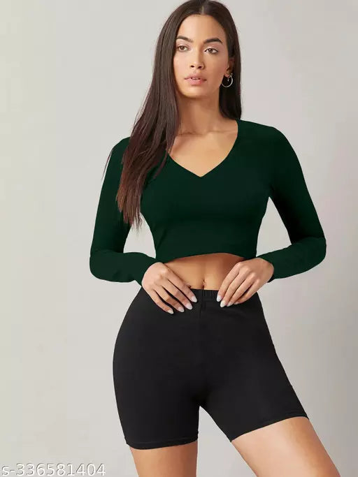 Western Printed V_ Neck Crop Top
