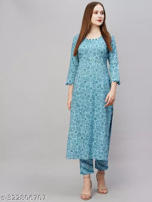 Anni Designer Women's Blue Ethnic Motifs Printed Kurta with Trouser