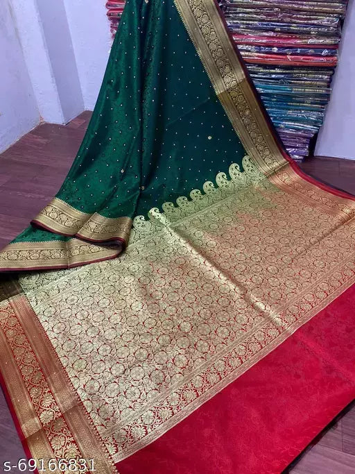 Banarasi Handloom Satin Tanchui Saree With Stone Work