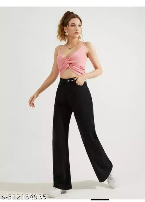 SAANU'S FASHION - STYLISH WIDE LEG DENIM JEANS FOR GIRLS & WOMEN