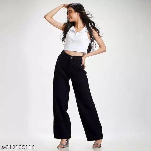 SAANU'S FASHION - STYLISH WIDE LEG DENIM JEANS FOR GIRLS & WOMEN