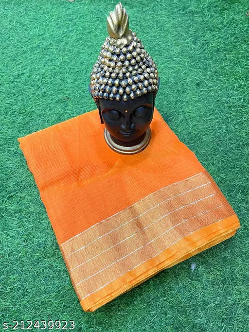 Fancy Cotton Sarees With Golden Borders