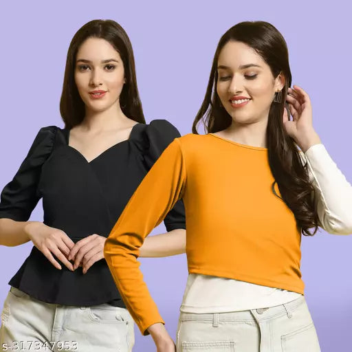 Clasic Casual Fashion Forward Women's Top - Pack of 2