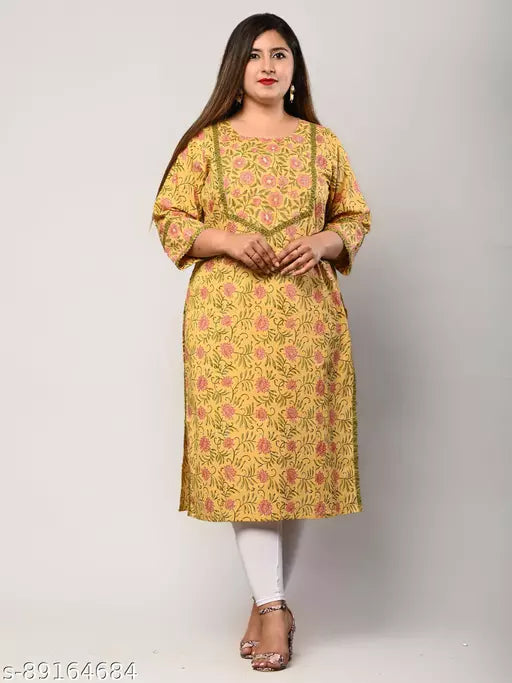 Swasti Plus Size  Women Printed Pure Cotton Straight Kurta