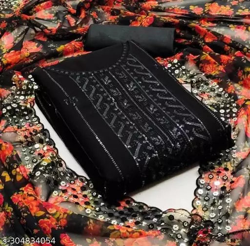 Banita Sensational salwar suit Georgette Multiwork Suits Sequence Embroidered Party Wear Best Of Salwar Suits & dress Materials Black Colours
