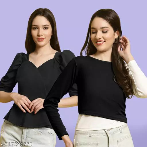 Clasic Casual Fashion Forward Women's Top - Pack of 2