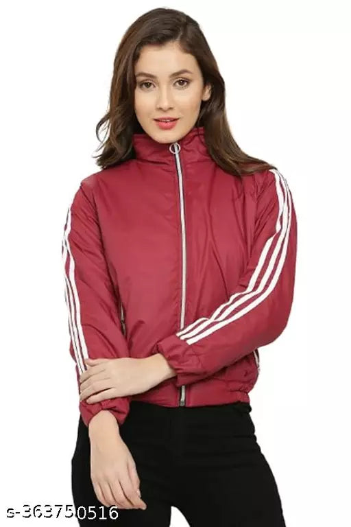 Womens striped sleeve bomber jacket