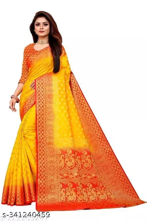 Morpich Fashion   Nylon Banarasi Silk Same Border Saree