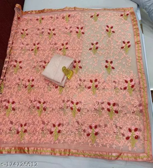 BEAUTIFUL COLORFUL EMBROIDERY WORK FANCY HEAVY SAREE