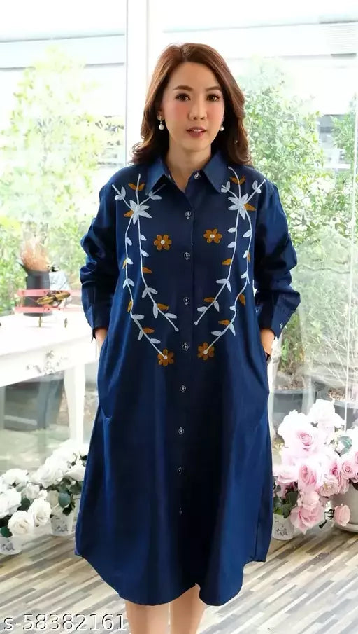 Women Denim Embroideried Dresses
