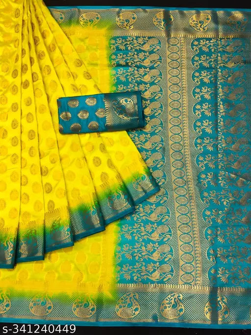 Morpich Fashion   Nylon Banarasi Silk Same Border Saree
