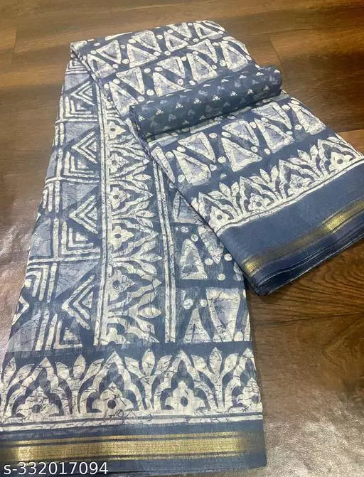 TRIO PRINTED COTTON BLENDED SAREE