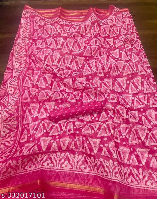 TRIO PRINTED COTTON BLENDED SAREE