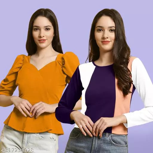 Clasic Casual Fashion Forward Women's Top - Pack of 2