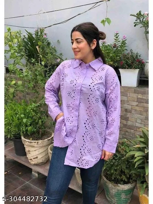 Chikankari Shirt For Women Shirt For Women Embroidery Shirt For Women Full Sleeves Shirt Long Shirt Over Size Shirt