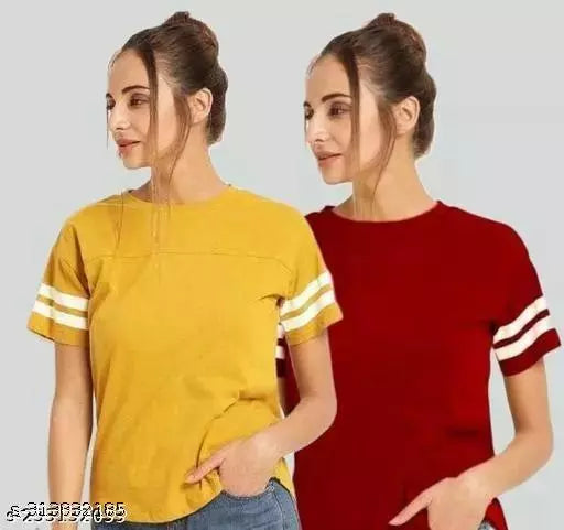 Women Color Block HALF Sleeve Designer Party wear Top for women and Girls(COMBO OF 2)